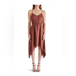 NWT Steve Madden Brown Asymmetrical Slip Dress Medium